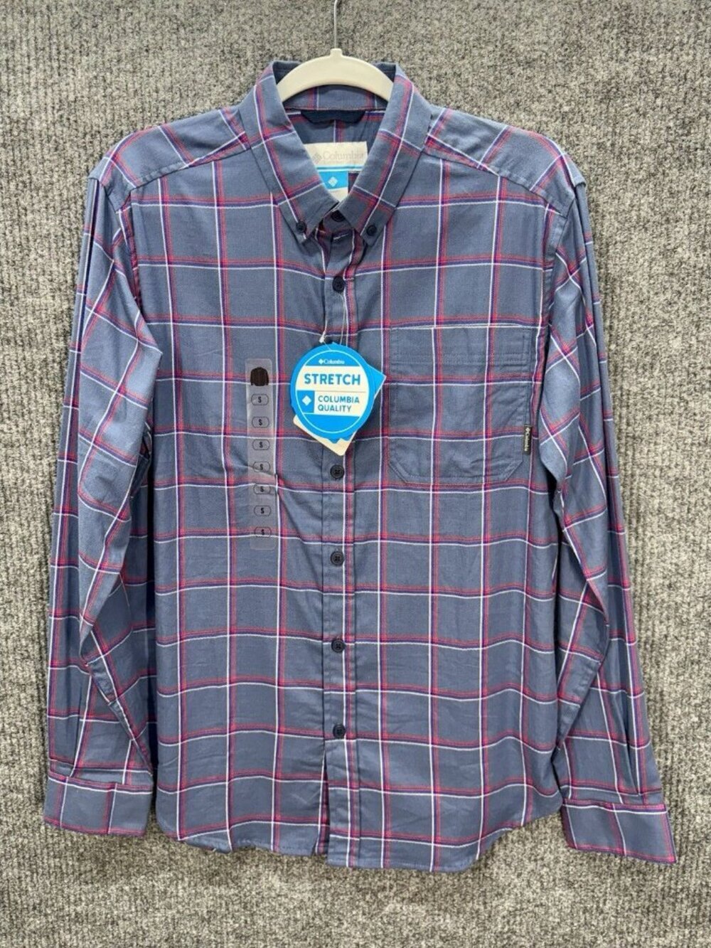 Columbia Out and Back II Shirt Men’s Small Blue Plaid Button-Up Long Sleeve NEW
